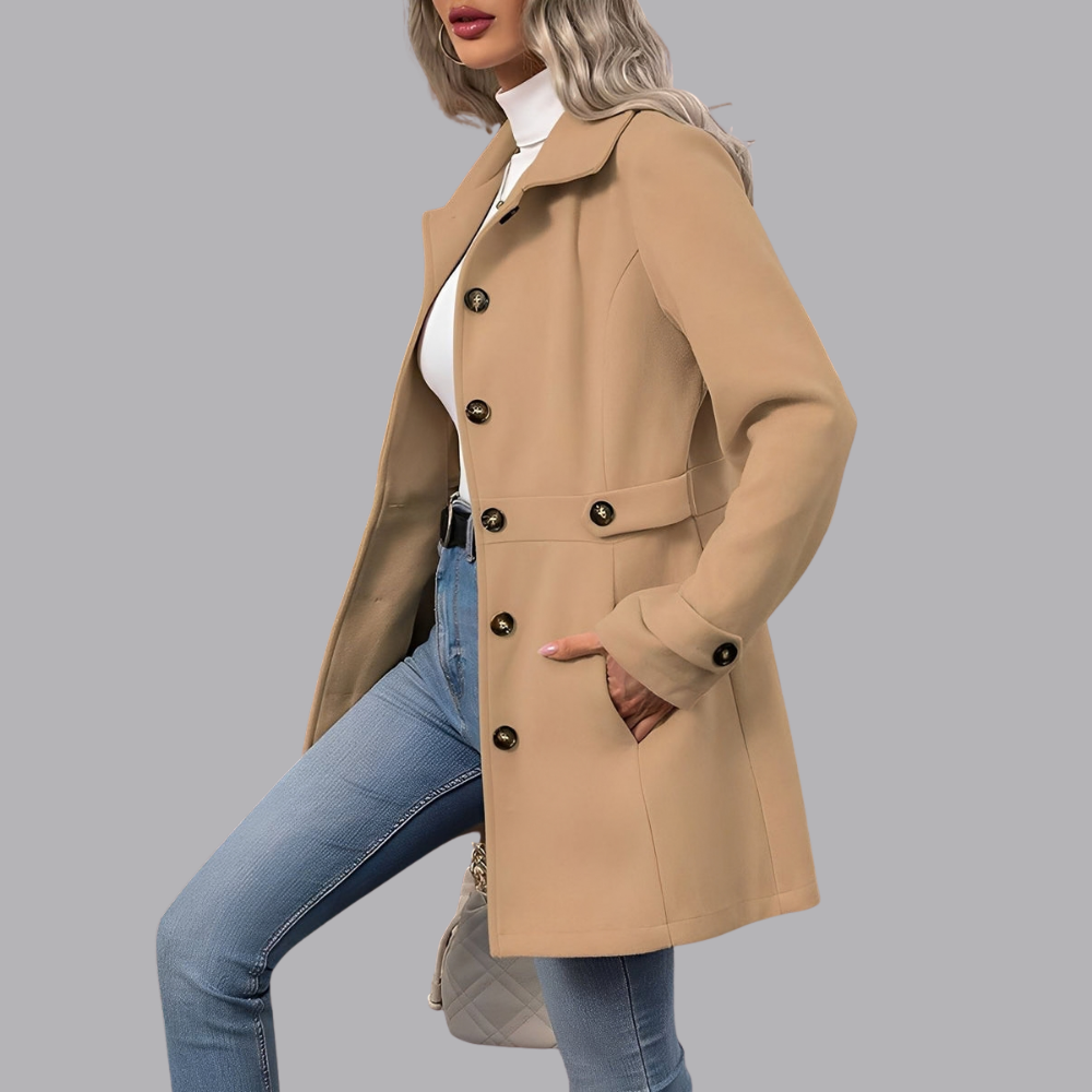 Women’s Double Breasted Trench Coat Notched Lapel Tailored Fit