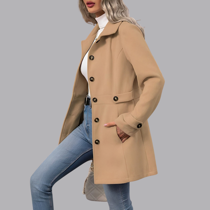 Women’s Double Breasted Trench Coat Notched Lapel Tailored Fit