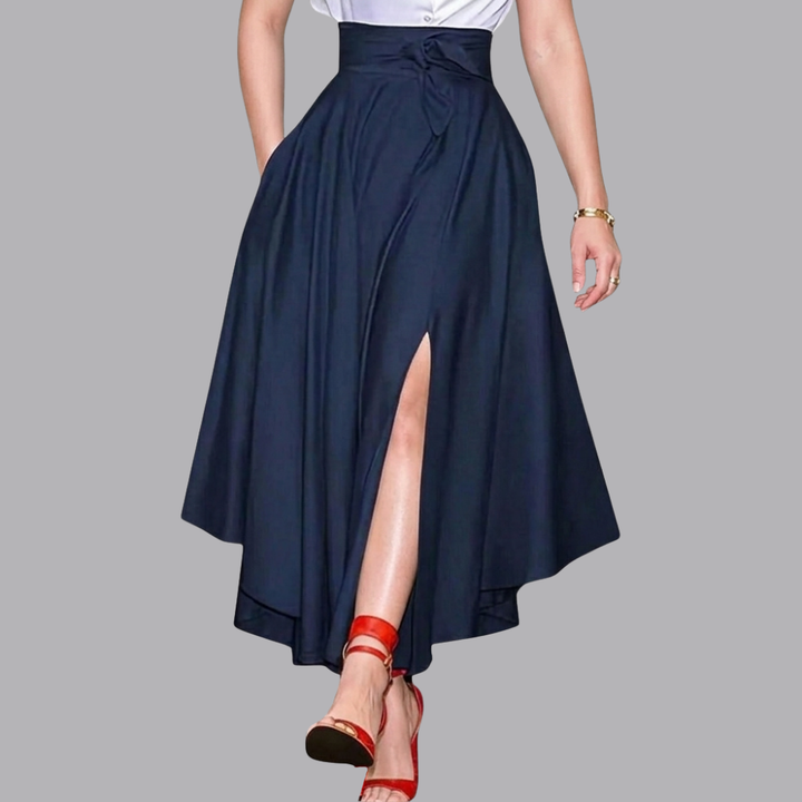 Women’s High Waisted Midi Skirt Wrap Front Side Slit