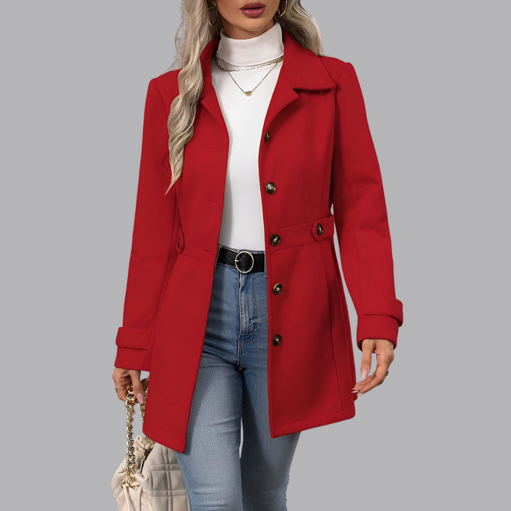 Women’s Double Breasted Trench Coat Notched Lapel Tailored Fit