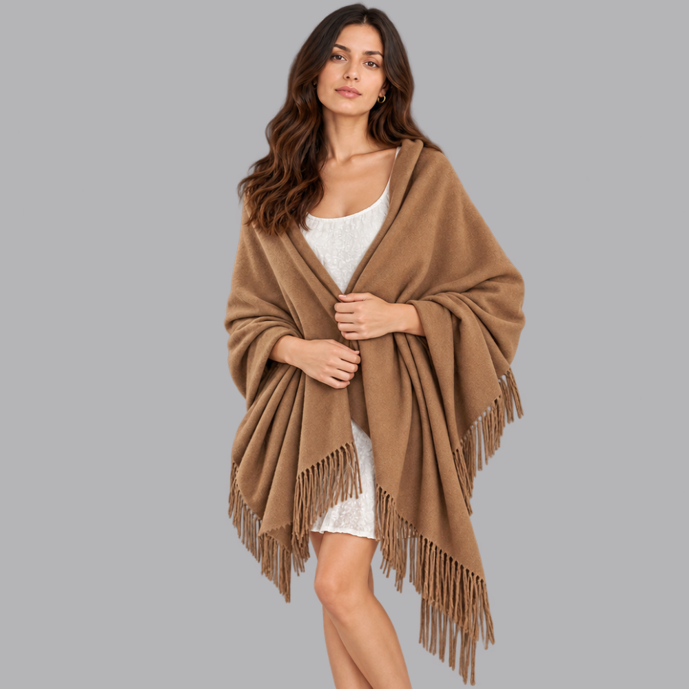 Women’s Checked Blanket Scarf Tassel Fringe Winter Wrap