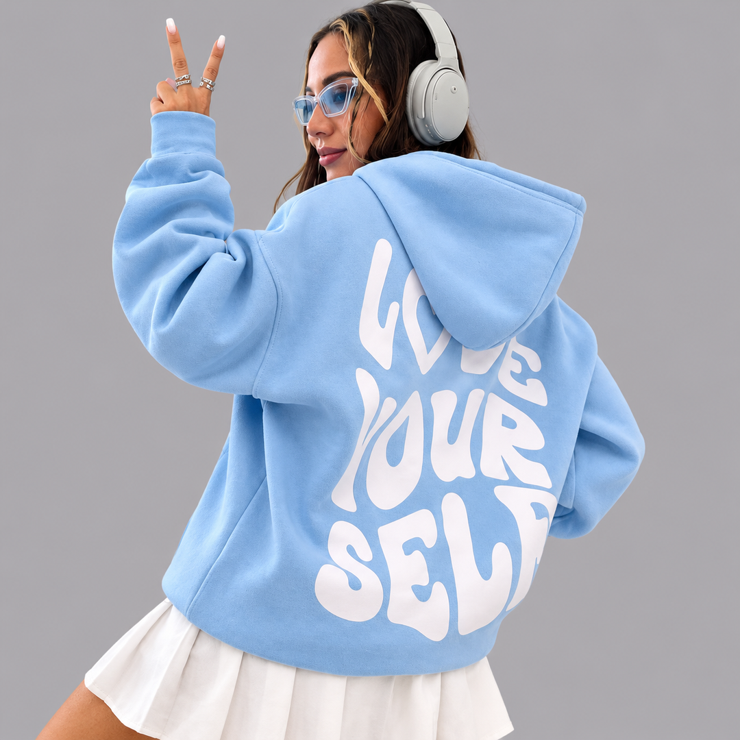 Women’s Graphic Hoodie Sweatshirt Long Sleeve Love Yourself Print