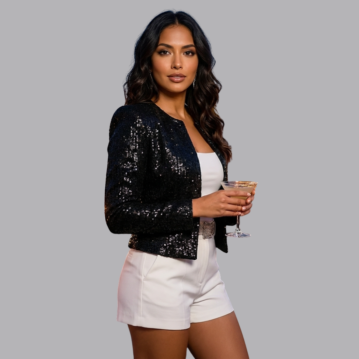 Women’s Sequin Jacket Open Front Long Sleeve Party Blazer