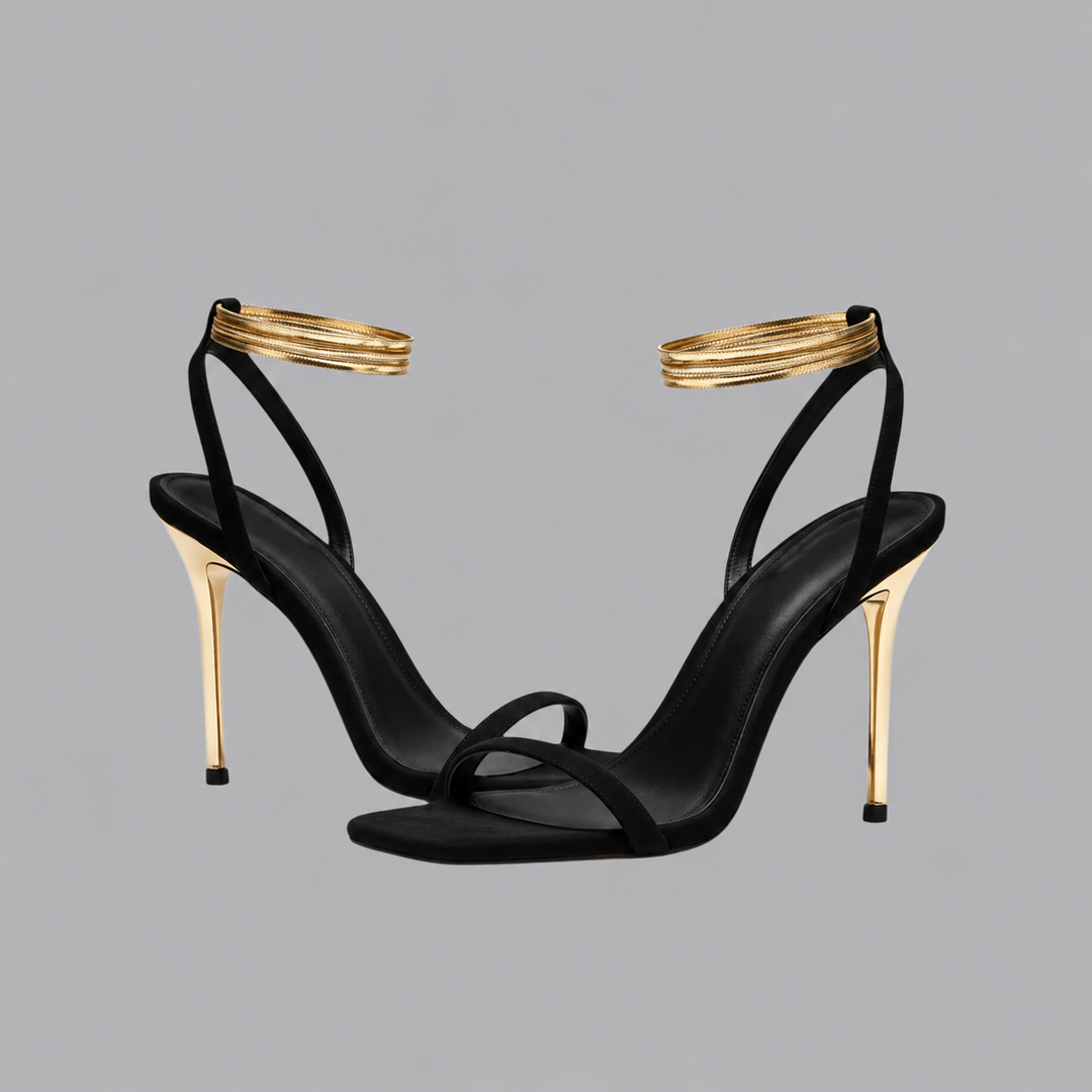 Women’s Strappy Stiletto Sandals Gold Ankle Strap Heels