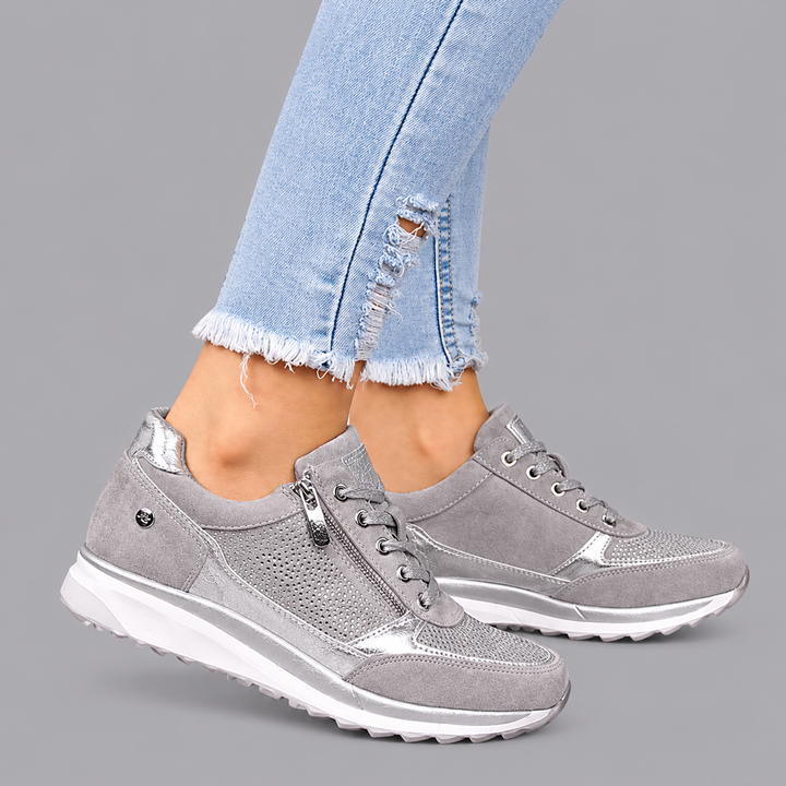 Women’s Lightweight Trainers Lace Up Side Zip Walking Shoes