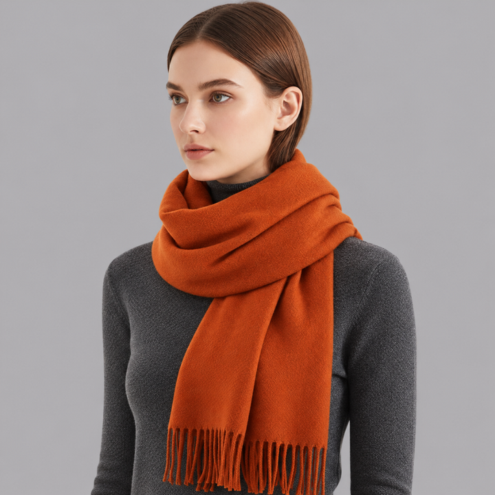 Women’s Plain Soft Cashmere Scarf Fringed Winter Wrap