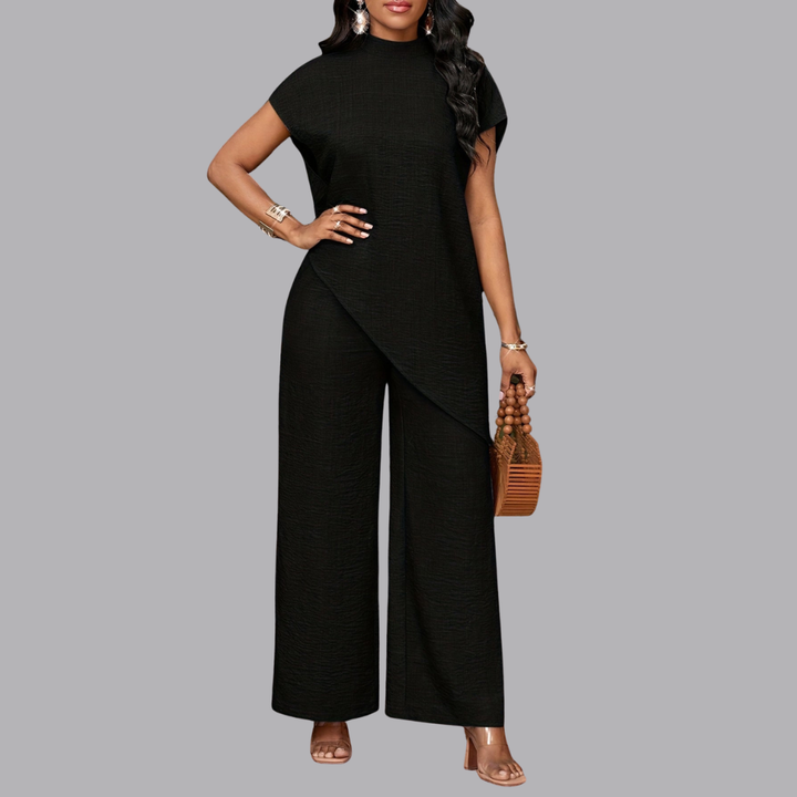 Women’s Co Ord Set Asymmetrical Top &amp; Wide Leg Pants