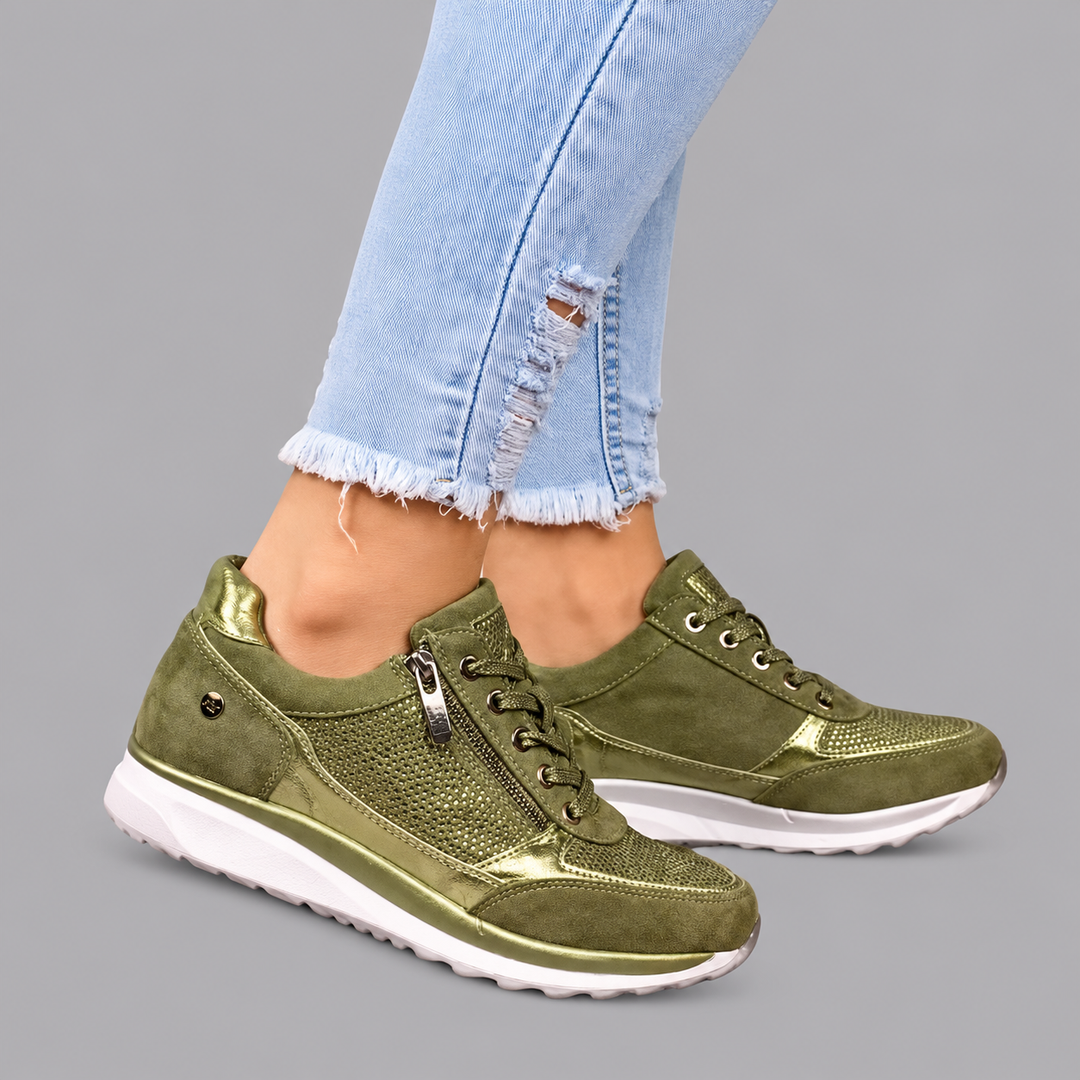 Women’s Lightweight Trainers Lace Up Side Zip Walking Shoes